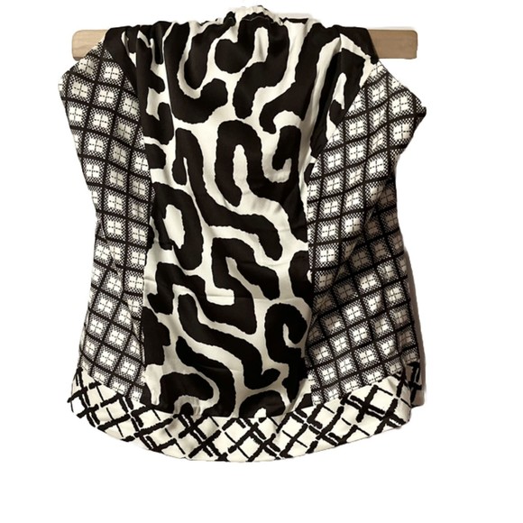 Etcetera Women’s Silk Black&White Side Zip Drape Tie Backless Halter Top SZ 10 - Picture 1 of 11